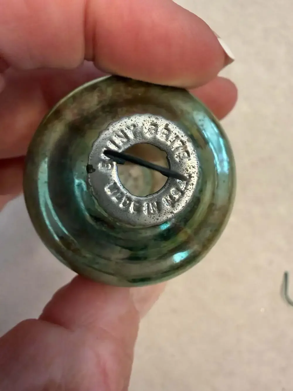 Vtg Shiny Brite Teal Green Mercury Glass Spiral Cone Christmas Ornament